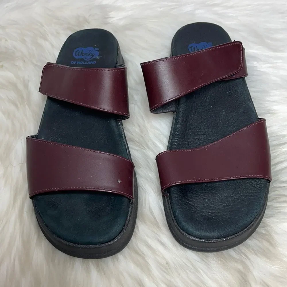Wolky Brown‎ Leather Slides Sz 39/7.5-8